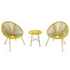 SITZGRUPPE - Stahl / Polyrattan - 3-teilig - Gelb, Naturmaterialien/Glas - home24