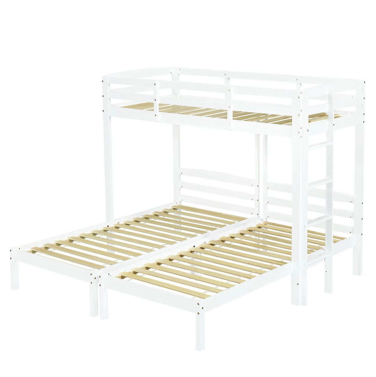 PATROVÁ postel 90/200 cm bílá z masivního dřeva s bočním žebříkem - bílá, dřevo (90/200cm) - OKWISH