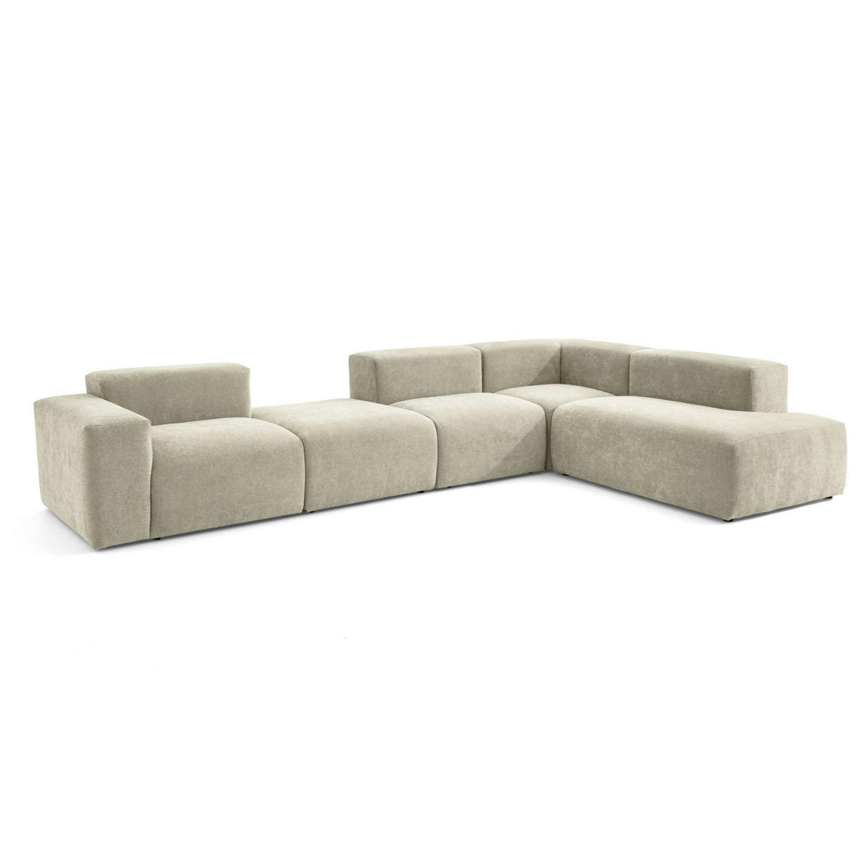 5-SITZER modulares Ecksofa HEAVEN SET 5 Rechts, Breite 380 cm Webstoff Olivgrün - Schwarz/Olivgrün, Holz/Kunststoff (245/380cm) - Muffo