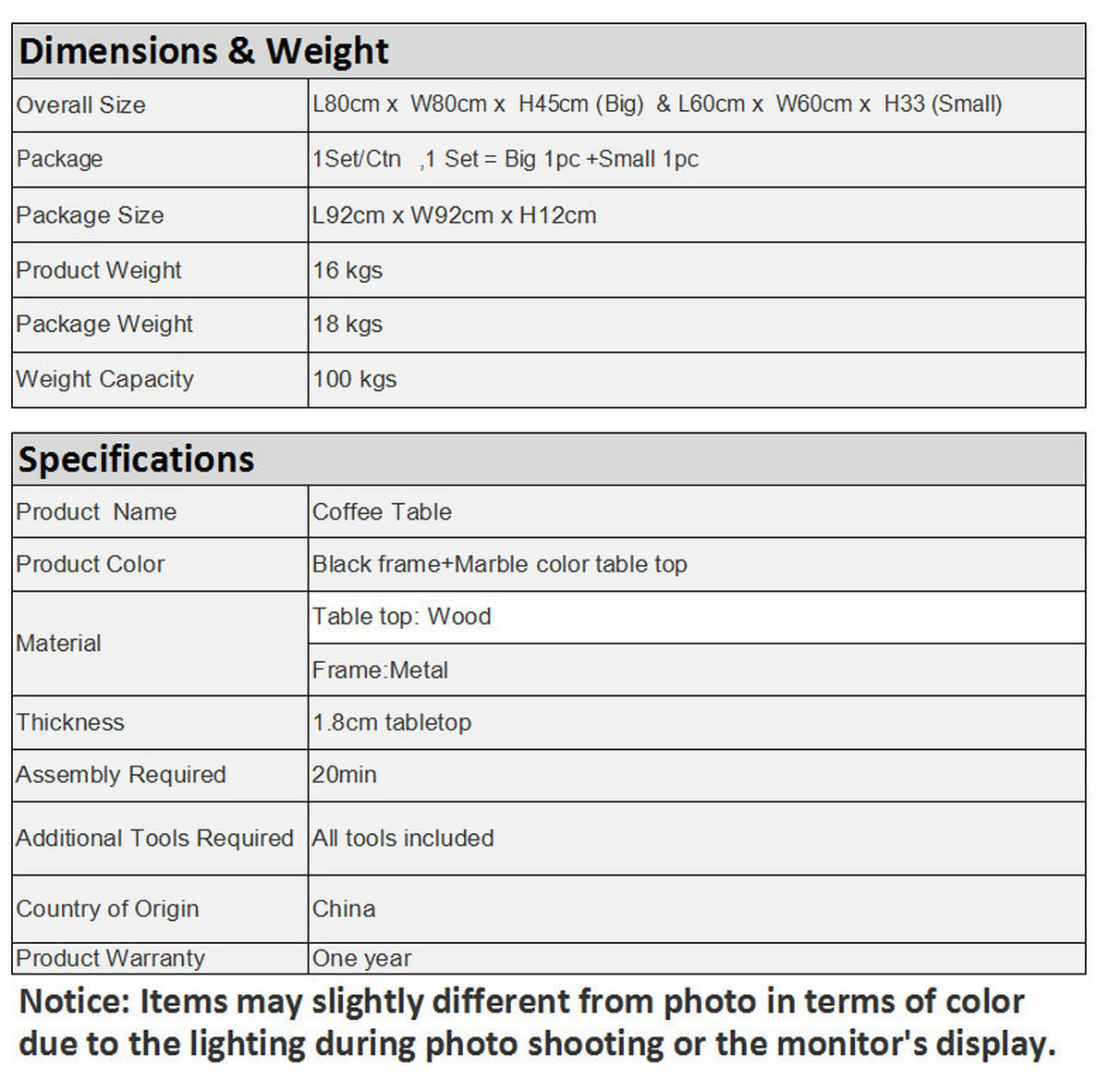 COUCHTISCH 2er Set Beistelltisch Rund, Schwarz - Schwarz, Metall (80/80/45cm)
