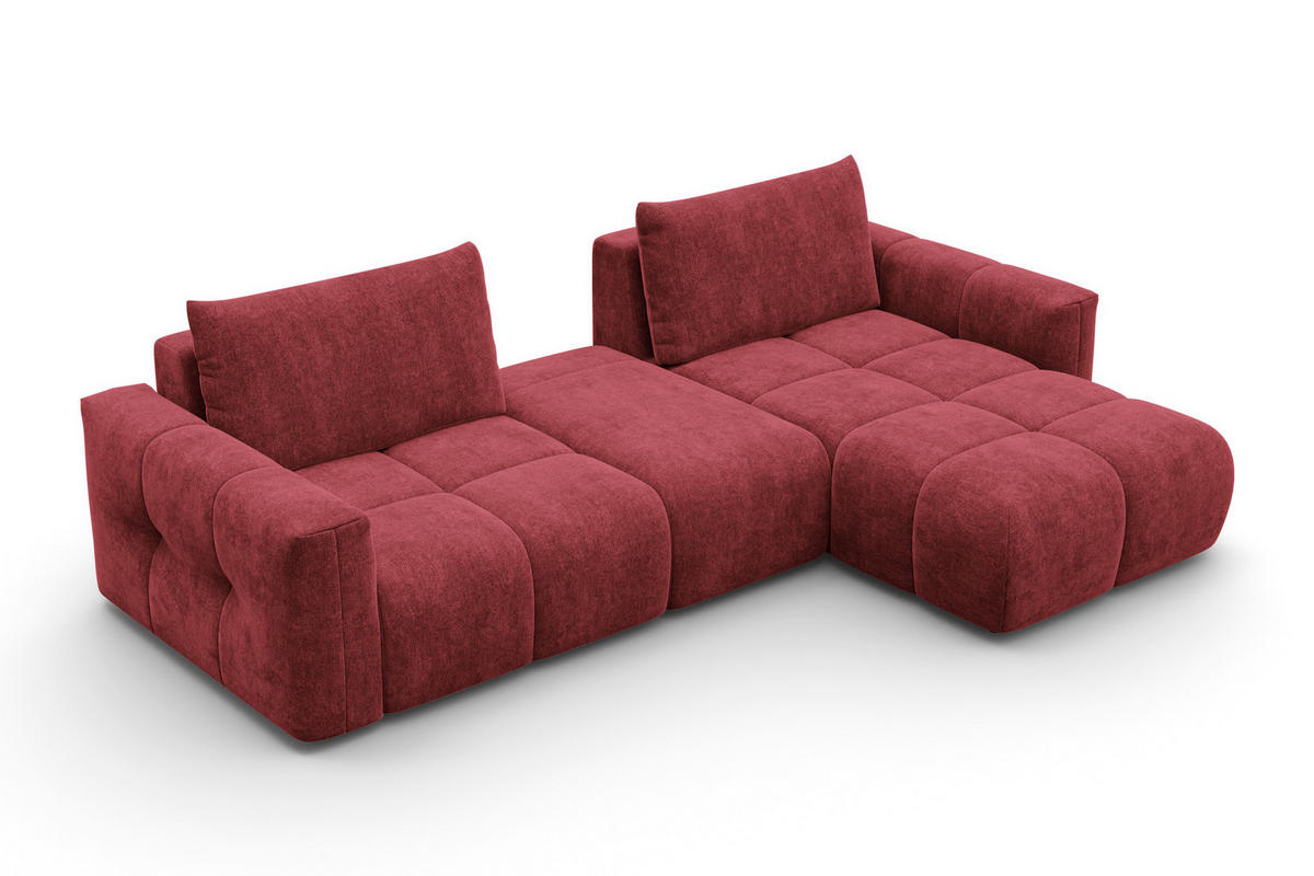 ECKSOFA VERONA 4-Sitzer RECHTS, Dunkelrot - Schwarz/Dunkelrot, Holz/Textil (282/173cm) - Courtois Laville