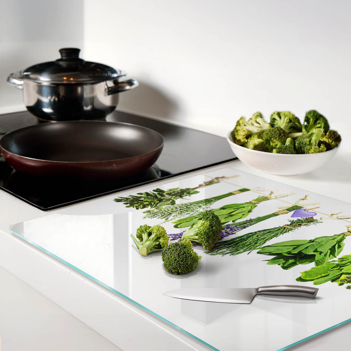 GLASPLATTE 60x52 cm Kräuter an einer Schnur - Grün, Glas (60/0.4/52cm) - TULUP