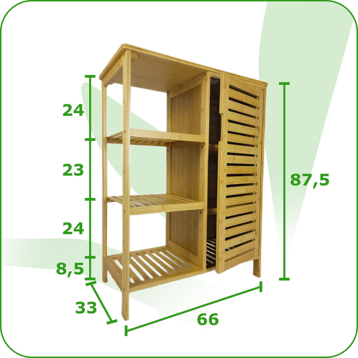 REGALSCHRANK Bambus Naturfarbe mit 6 Ablagen 66/33/87,5 cm - Naturfarben, Holz (66/87/33cm) - Begryf