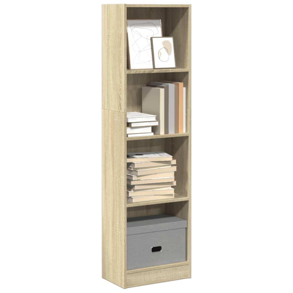 BÜCHERREGAL mit 4 Fächern 40/24/143 cm aus Holzwerkstoff Sonoma-Eiche Dekor - Sonoma Eiche, Holz (40/109/24cm) - vidaXL