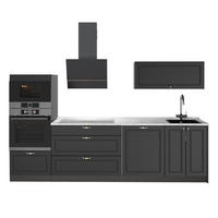 KÜCHENZEILE Fame-Line, Anthrazit-Gold Landhaus/Anthrazit, 280 cm, AP Marmor - Anthrazit, Holzwerkstoff (280/153.6/60cm) - Vicco