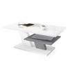 COUCHTISCH rechteckig Weiß Hochglanz Beton mit Ablage - Weiß Hochglanz/Grau, Holzwerkstoff (60/110/45cm) - designimpex