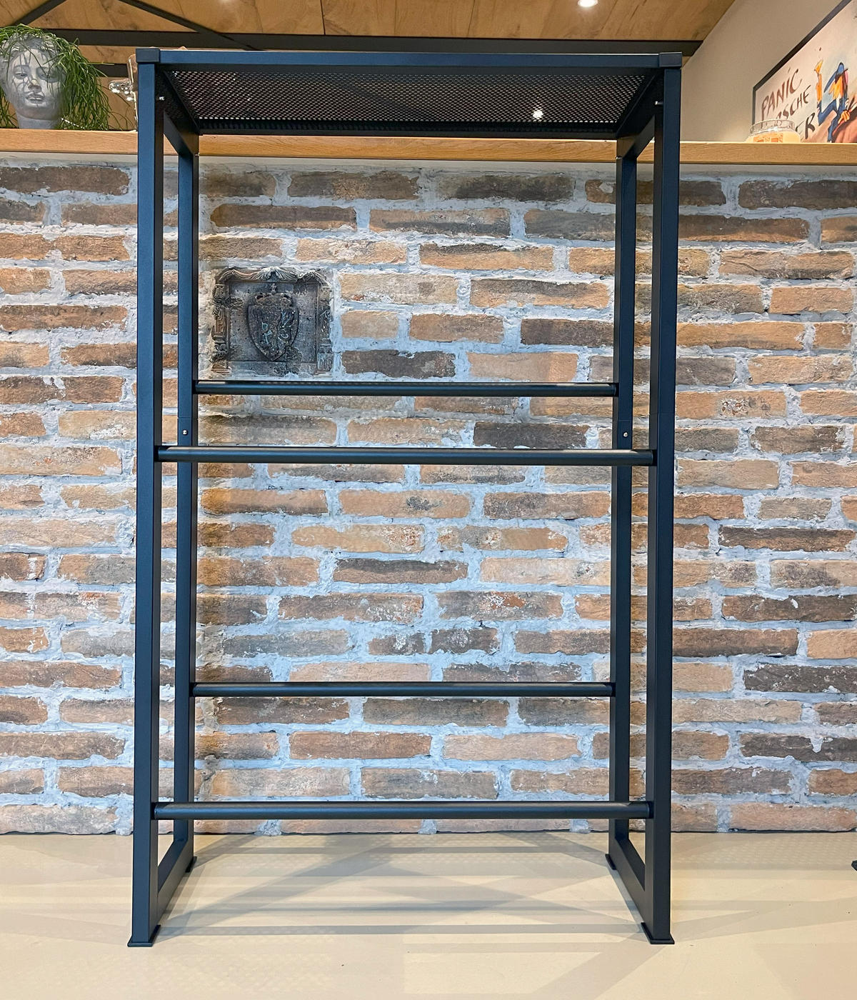 GETRÄNKEKISTENREGAL 71x30x129 cm 4 Kästen mit Ablage - Schwarz, Metall (71/129/30cm) - QUICK STAR