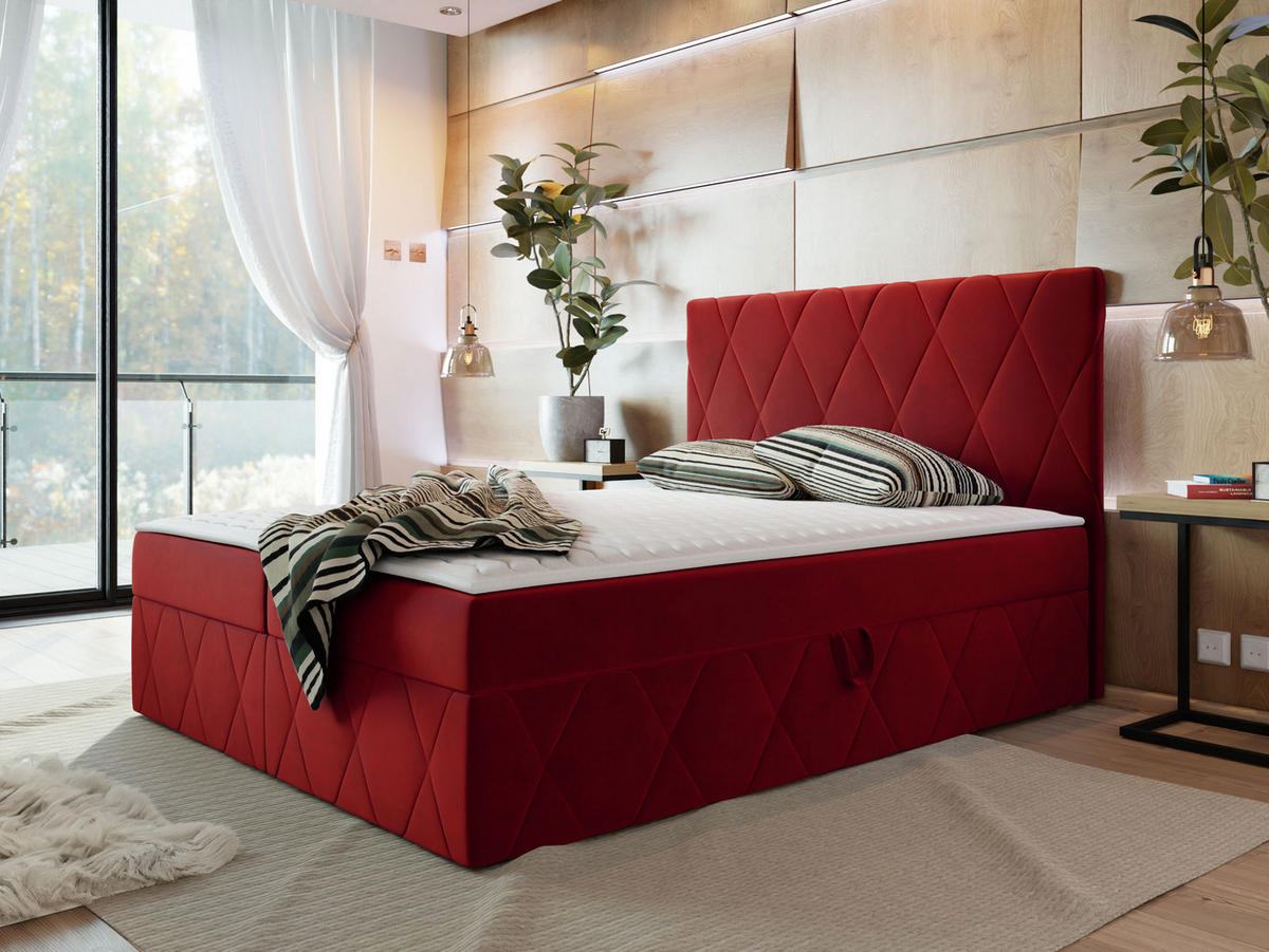 BOXBETT Simoti - Rot, Holzwerkstoff (180/200cm) - MIRJAN24