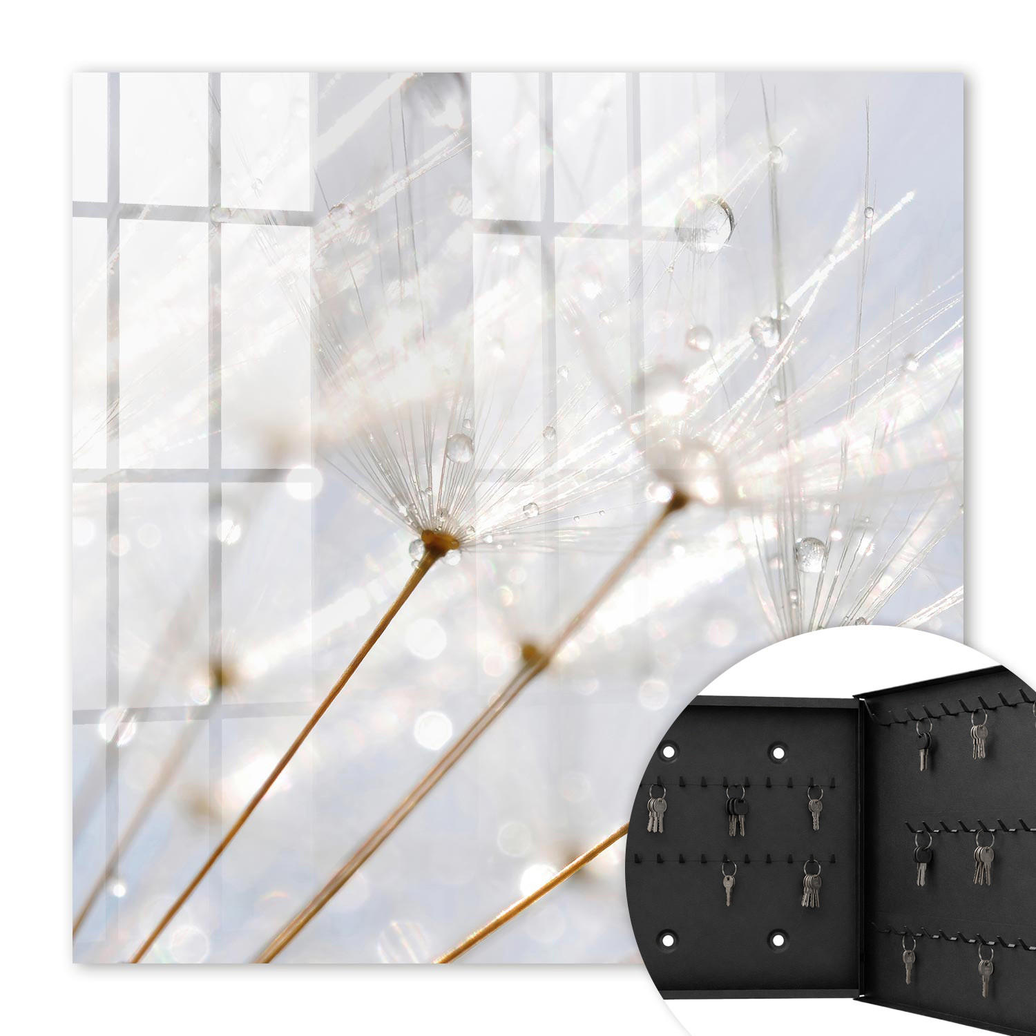 SCHLÜSSELBOX Schwarz 30x30 cm- Türöffnung nach rechts - Die Leichtigkeit der Natur - Weiß, Metall (30/30/5cm) - TULUP