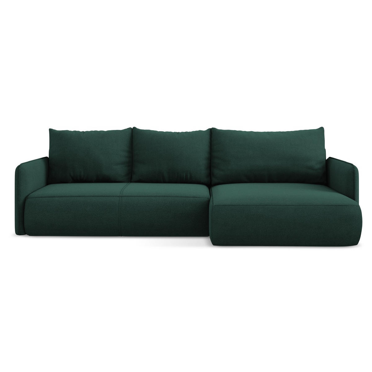 ECKSOFA mit Schlaffunktion Strukturstoff Stoff Grün - Dunkelgrün/Schwarz, Kunststoff/Textil (240/148cm) - LaMiaSofa