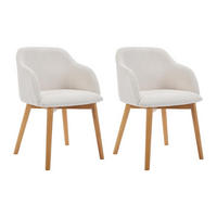 STUHL mit Armlehnen 2er-Set - Cord & Kautschukholz - Cremefarben - JELISA - Creme, Textil (56/79/54cm) - Vente-Unique