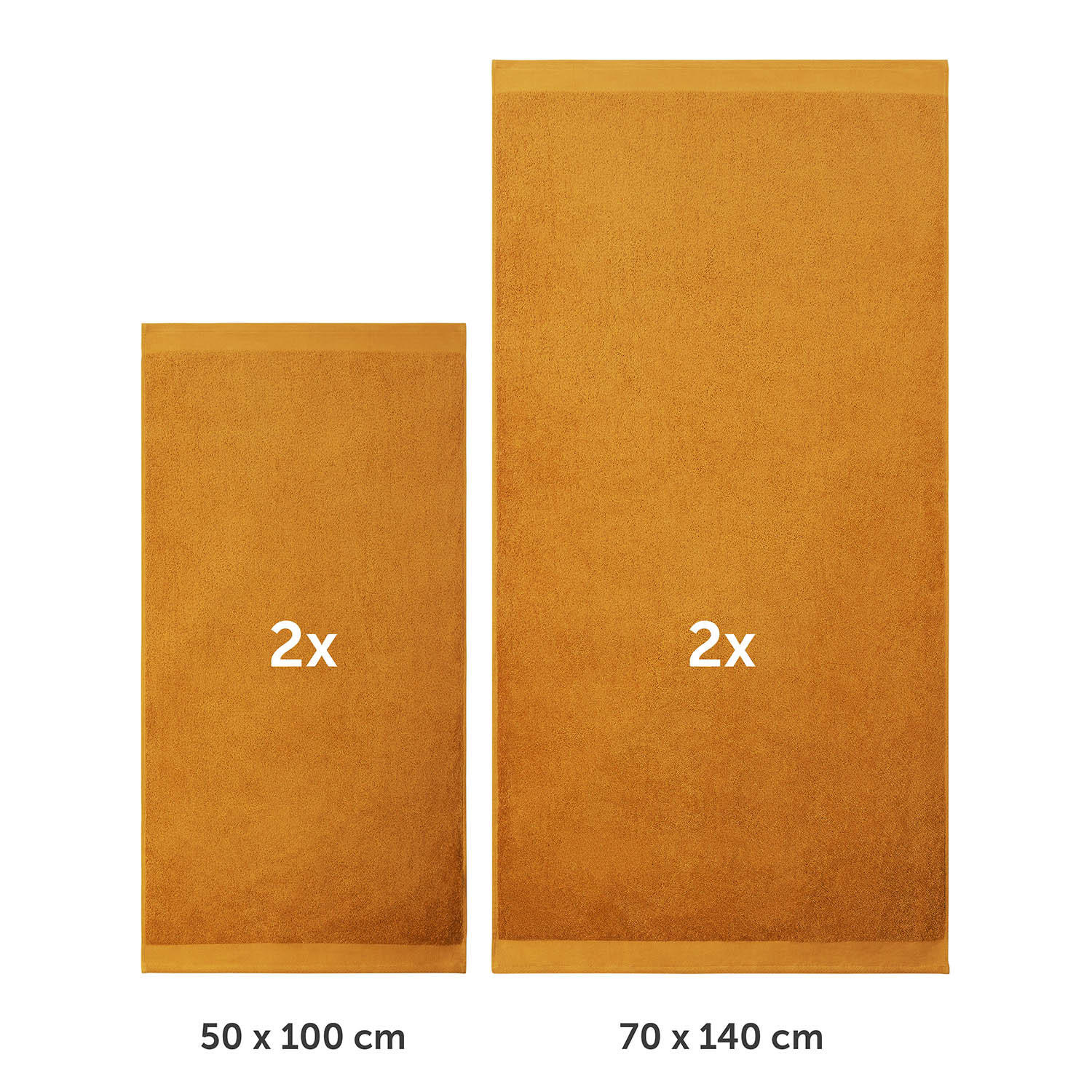 BADETUCH 4-teilig, 2x Badetuch 70/140 + 2x Handtuch 50/100 cm, Braun - Hellbraun, Textil (70/140cm) - Blumtal