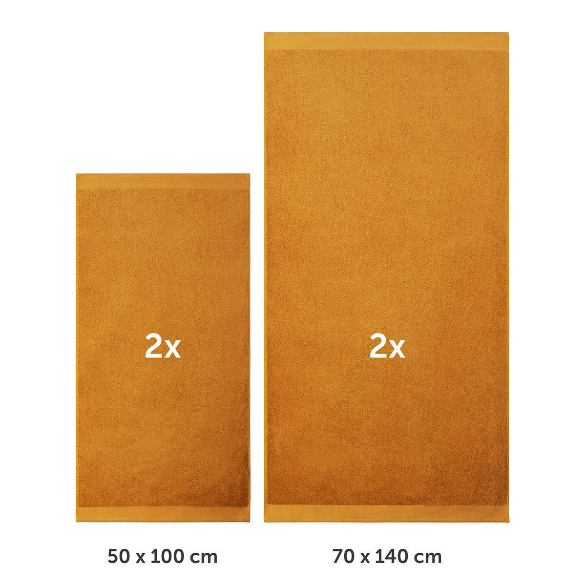 BADETUCH 4-teilig, 2x Badetuch 70/140 + 2x Handtuch 50/100 cm, Braun - Hellbraun, Textil (70/140cm) - Blumtal