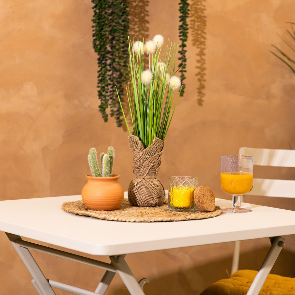 KÜNSTLICHES GRAS Lari 41 cm im Jutetopf - Grün, Kunststoff (42cm) - Atmosphera Createur d´interieur