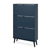 SCHUHSCHRANK blau 70 x 125 cm, Schuhkipper mit 3 Klappen - Blau/Schwarz, Holz/Holzwerkstoff (70/125/24cm) - Furn.Design