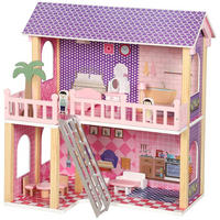 PUPPENHAUS MDF Kiefernholz Rosa - Rosa, Holzwerkstoff (40/69/64cm) - AIYAPLAY