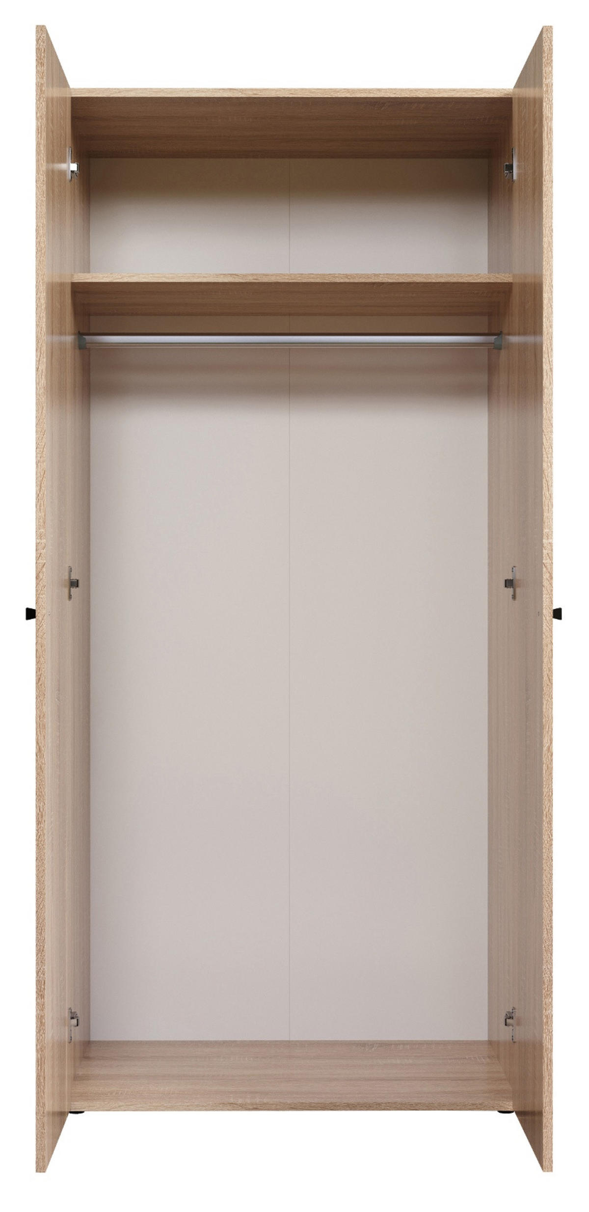KLEIDERSCHRANK Eiche Sonoma hell 81 x 176 cm, Drehtürenschrank 2-türig - Schwarz/Sonoma Eiche, Holzwerkstoff/Kunststoff (81/176/51cm) - Top.Furn