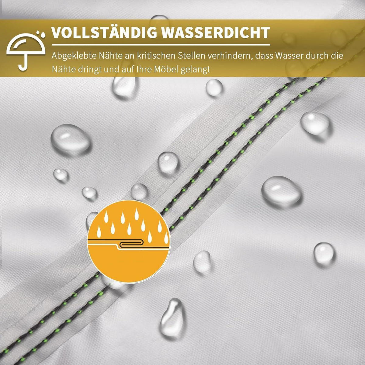 GARTENMÖBEL Abdeckung 300 x 200 x 92 cm Wasserdicht Schwarz - Schwarz, Kunststoff (200/92/300cm)