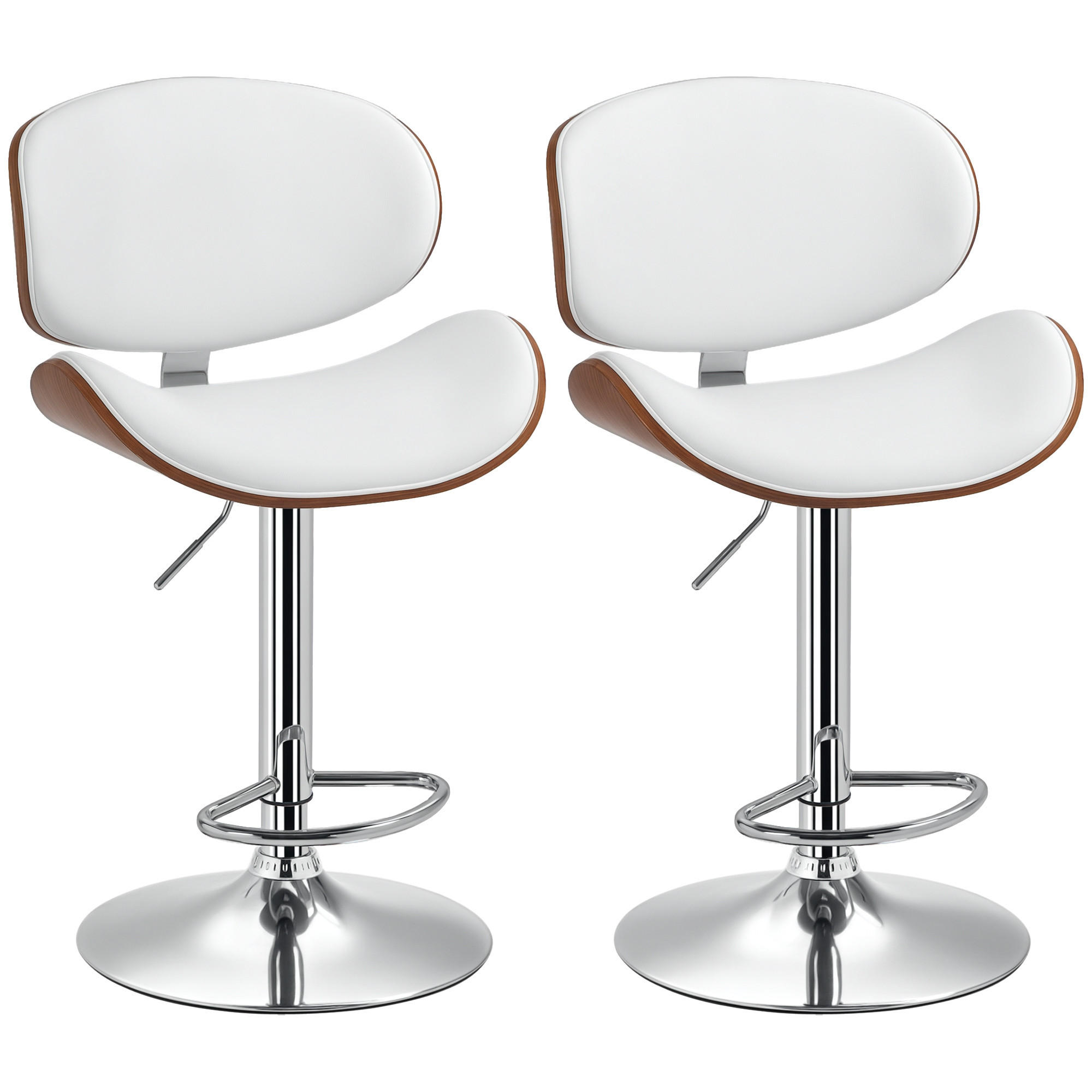 BARHOCKER 2er-Set DE-14731 höhenverstellbar & schwenkbar Weiß - Weiß, Metall (52/112/53cm) - ComfortXL