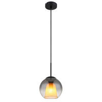 PENDELLEUCHTE BARRY Metall Glas Schwarz, rauchfarben - Schwarz, Glas (20/20/120cm) - Globo Lighting