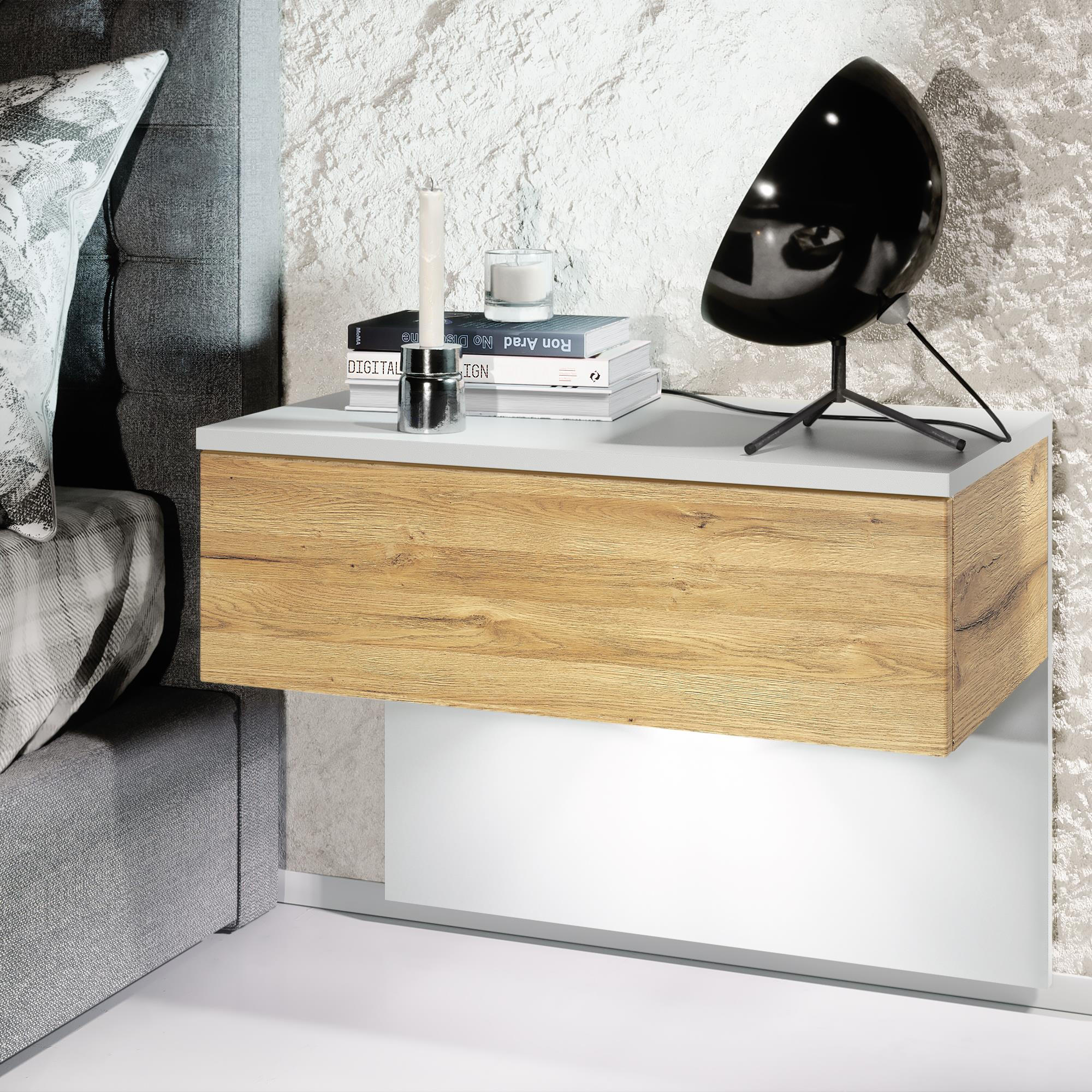 NACHTTISCH Sleep Fronten in Eiche Natur - Eichefarben, Holzwerkstoff (60/46/35cm) - Vladon