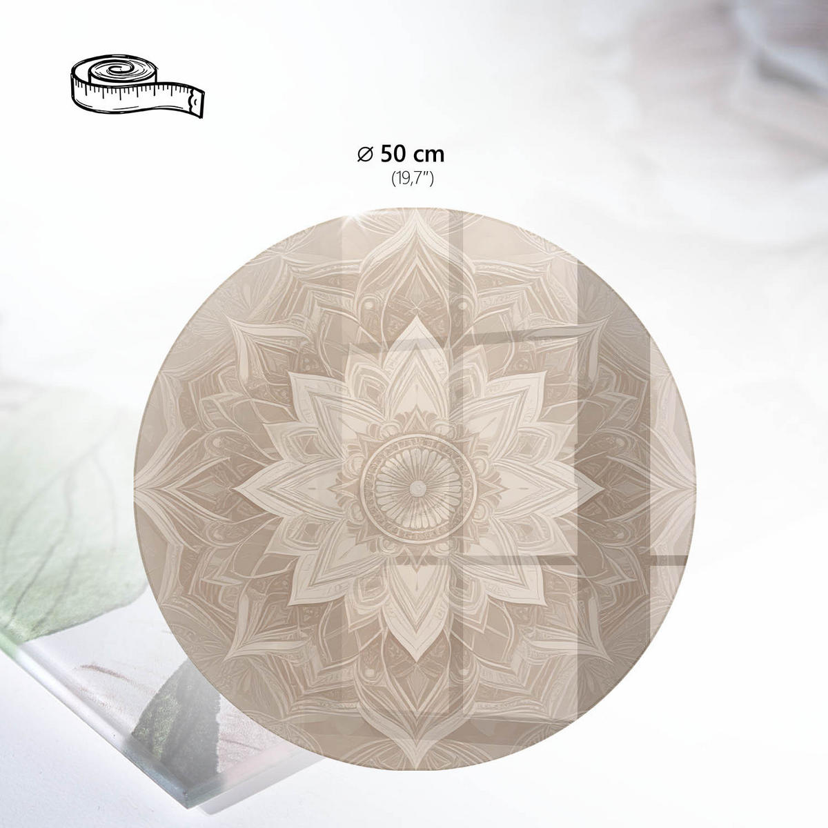 TISCHPLATTE fi50 cm – Mandala-Muster - Braun, Glas (50/50/0.4cm) - Wallfluent