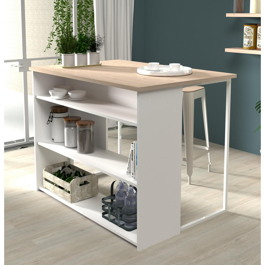 Thumbnail - Parisot Meuble Buffet, Weiß, Eiche, Holzwerkstoff, Metall, Holz Optik, Rechteckig, 116x184x80 cm, Küchen, Küchenmöbel, K...
