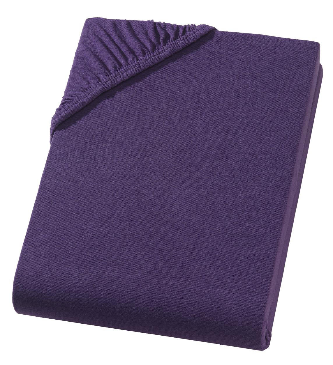 JERSEY-SPANNBETTLAKEN 160x200 cm aus 100% Baumwolle, Bettlaken Aubergine Uni - Lila, Textil (160/200cm) - Carpe Sonno