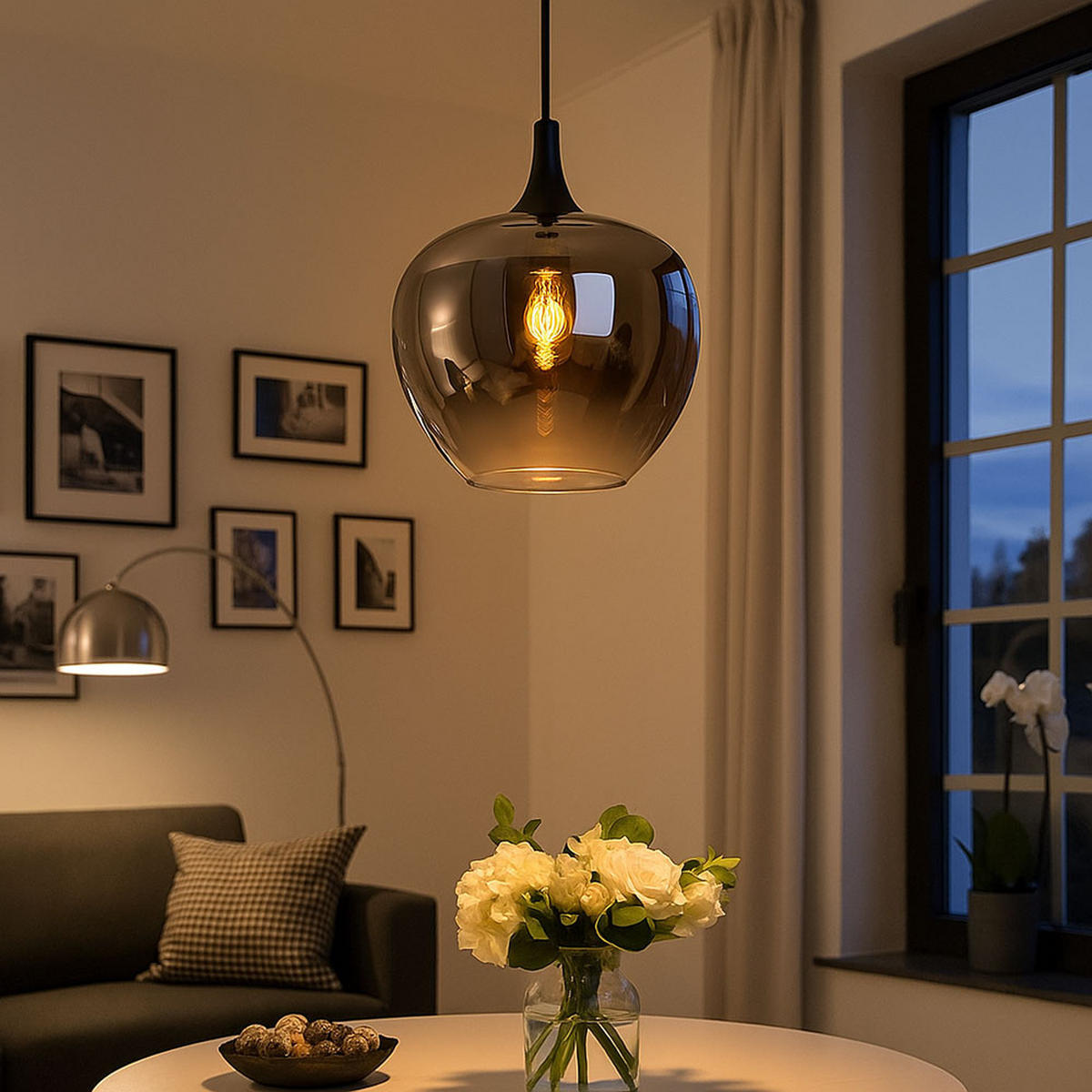 LED HÄNGELEUCHTE Metall Rauchglas Grau MAXY - Grau, Glas (29/29/120cm) - Globo Lighting