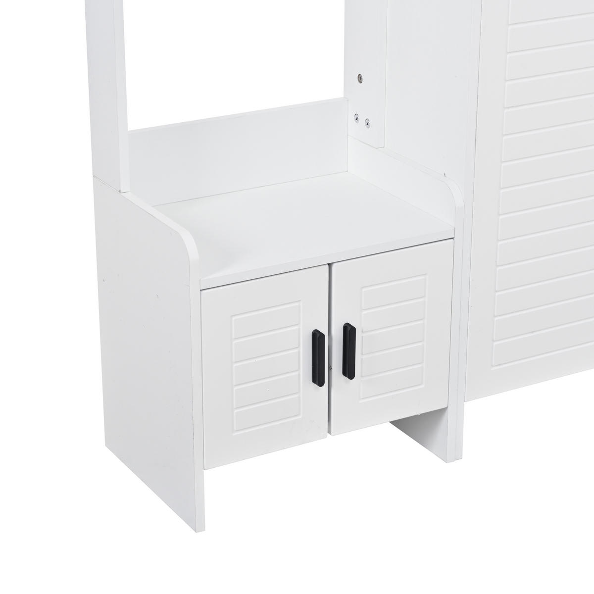 GARDEROBE-SET Schuhschrank 8 Haken 6 Ablagen Weiß - Weiß, Holzwerkstoff (125/165/32cm) - FLIEKS