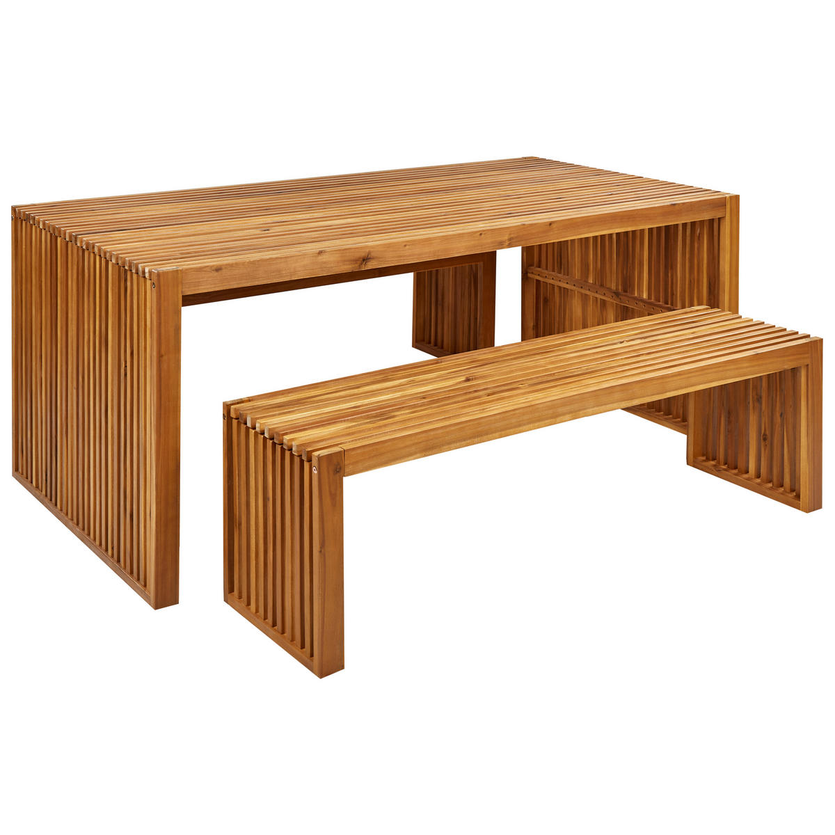 GARTENMÖBEL SET 6-Sitzer Akazienholz hellbraun 3-teilig Sulzano - Hellbraun, Holz - Beliani