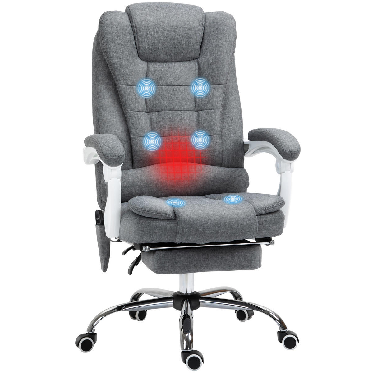 CHEFSESSEL DE-05213 Massage, Heizung, neigbar & höhenverstellbar Grau - Grau, Metall (70/119/65cm) - ComfortXL