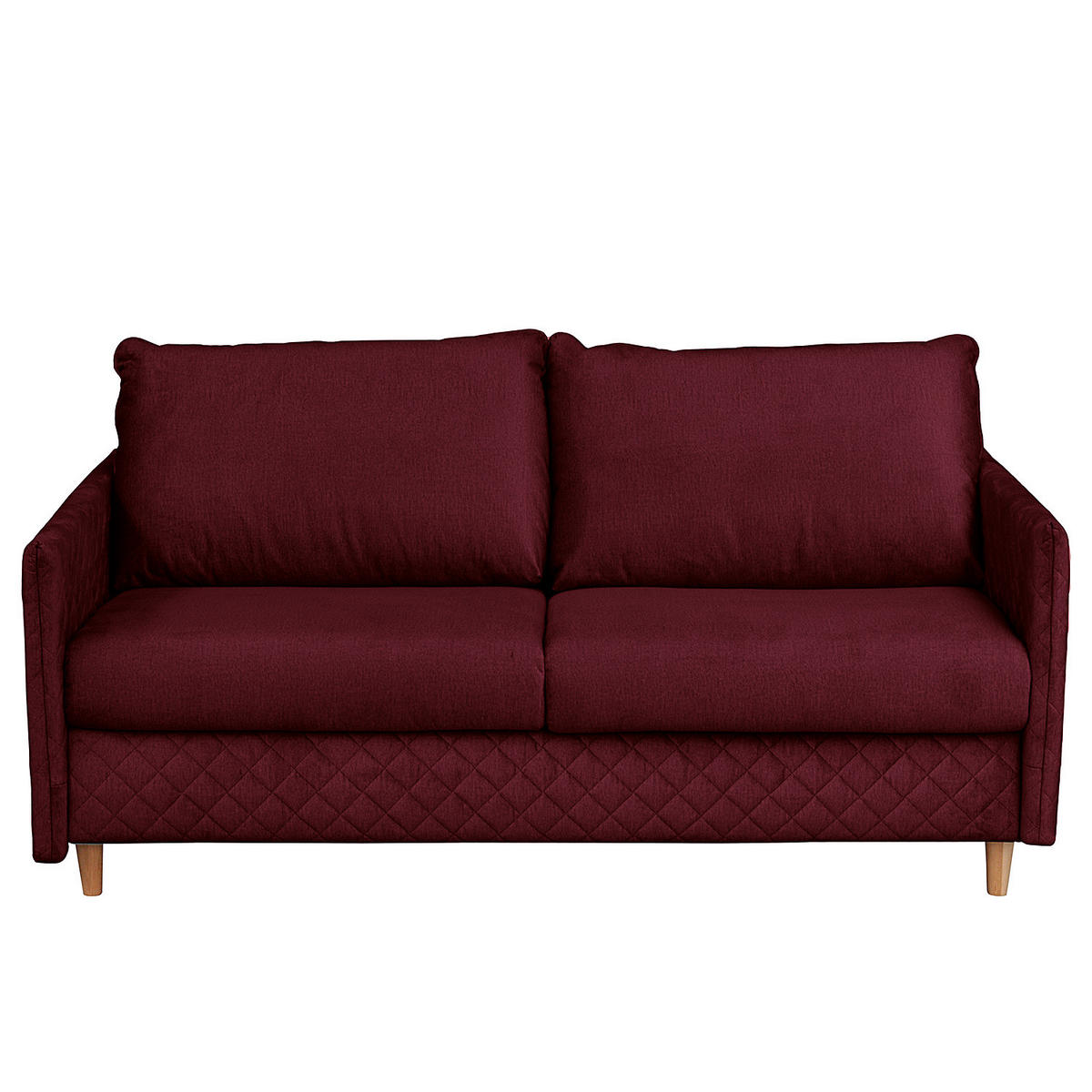SCHLAFSOFA mit Matratze - Samt - Buchefarben/Dunkelrot, Buchenholz/Textil (171/95/101cm) - home24