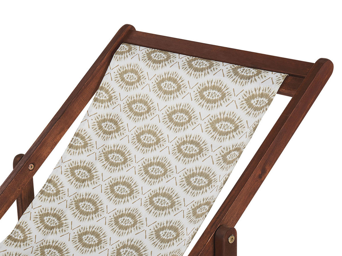 GARTENLIEGE 2er-Set dunkelbraun Textil weiß/beige Bohomuster Anzio - Dunkelbraun/Beige, Textil (54/70/97cm) - Beliani