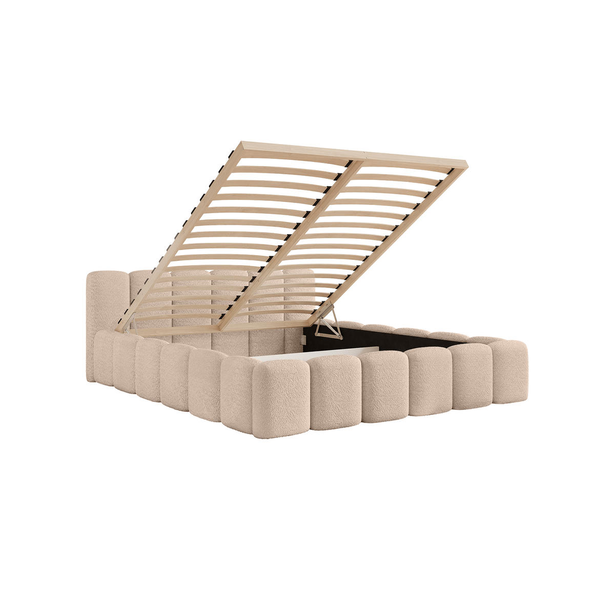 POLSTERBETT Alloggio 140x200 cm, Sandbraun - Greige, Textil (140/200cm) - Fedve