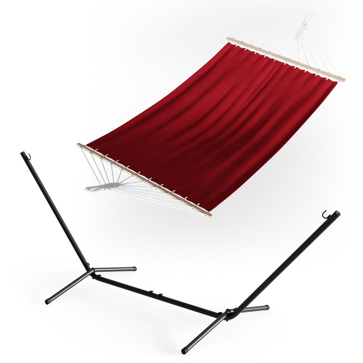 HÄNGEMATTE Rot 190 x 120 cm Metallgestell - Rot, Metall (190/100/120cm) - OK-Living