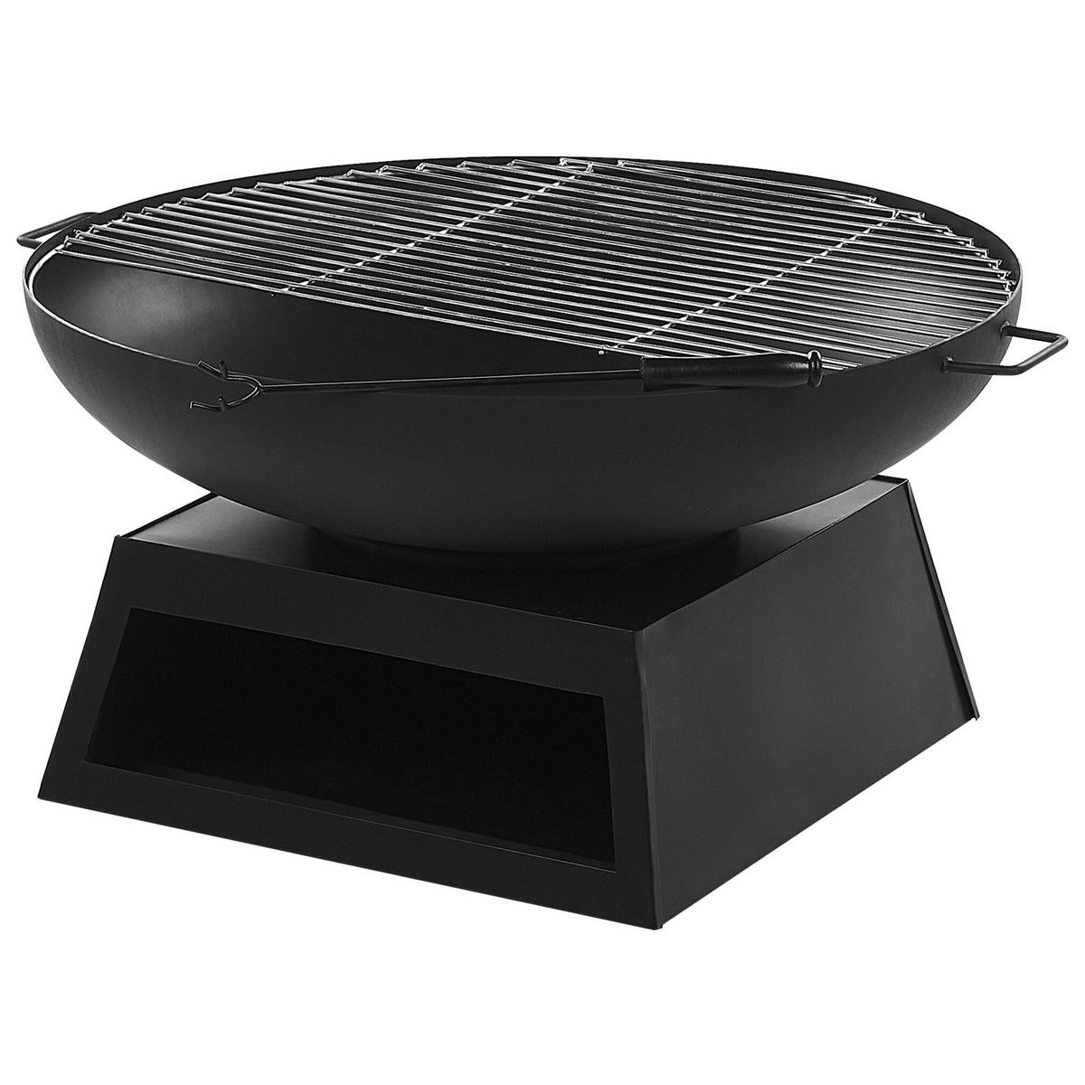 FEUERSTELLE Stah schwarz rund mit Ablage Semeru - Schwarz, Metall (76/60/76cm)