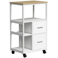 KÜCHENWAGEN Spanplatte Stahl Weiß - Weiß, Holzwerkstoff (37/89/53cm) - HOMCOM