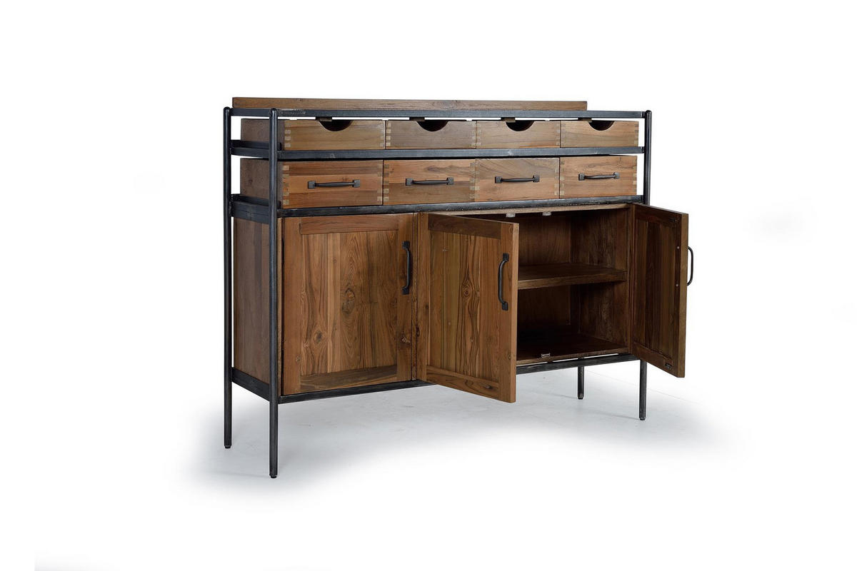 SIDEBOARD aus Teak- und Mangoholz und braunem Metall - Braun, Holz (40/110/140cm) - Giner y Colomer