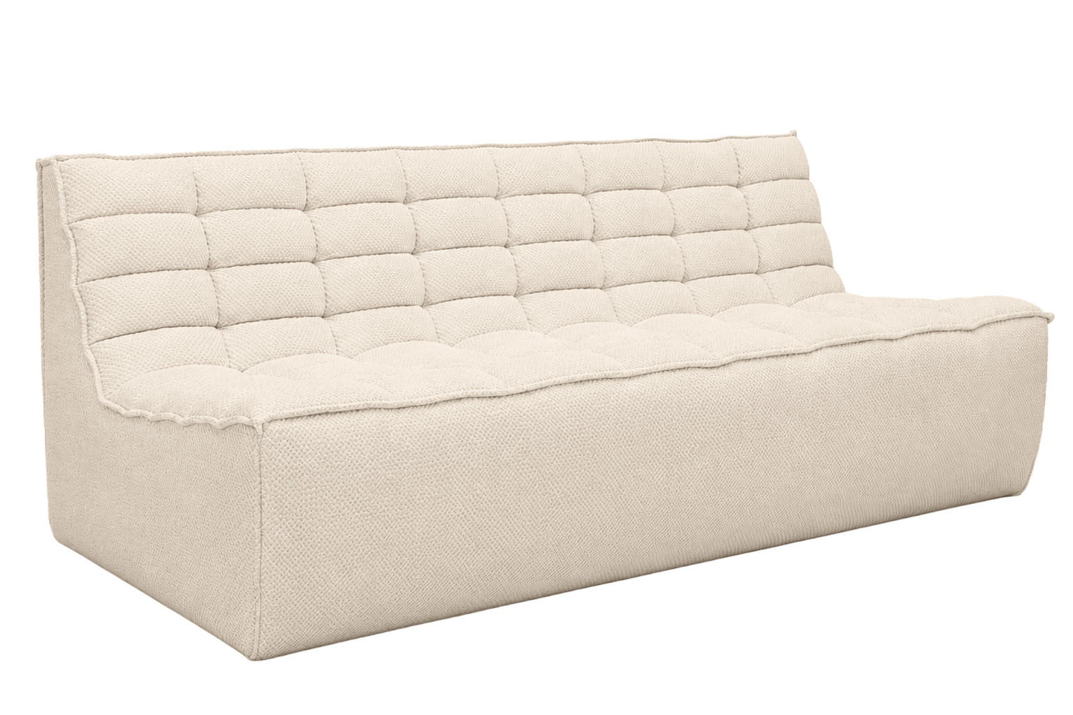 SOFA 3-Sitzer Modular, Plüschstoff Pop, Creme, LAZY - Creme, Holz (200/76/93cm) - Kaiser Möbel