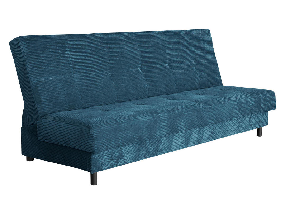 SCHLAFSOFA Enduro XIV Cord - Blau/Schwarz, Holz/Kunststoff (195/90/85cm) - MIRJAN24