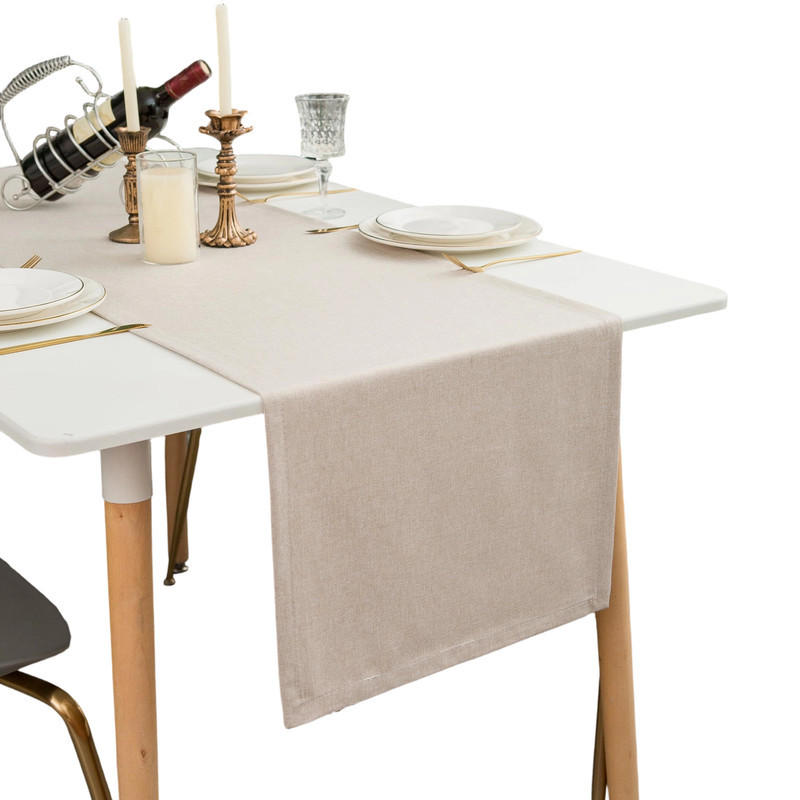 TISCHLÄUFER 40x180 cm Beige in Leinenoptik, Wasserabweisend, Waschbar, Moderne Tischdekoration - Beige, Textil (40/180cm) - SHOPENTRA