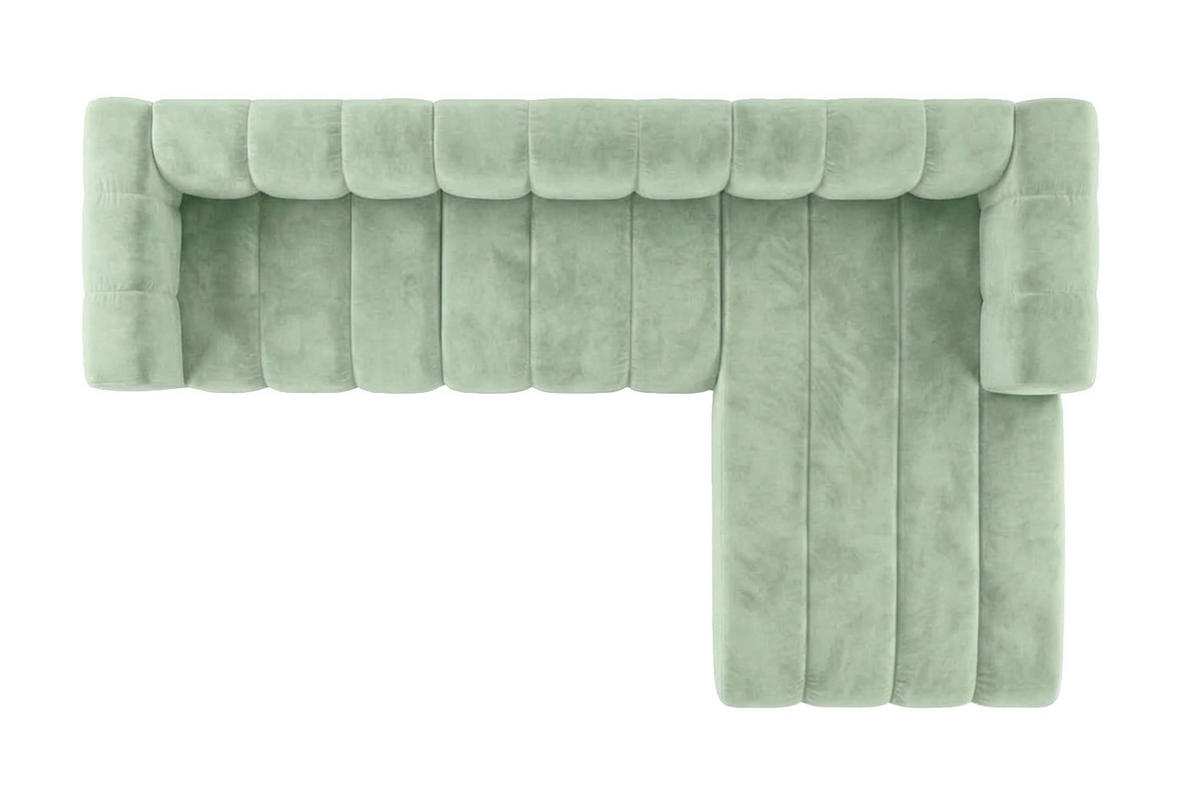 ECKSOFA Modulares In L-Form, Velvet-Stoff Riviera, Mintz, Rechts, GRAND 318 cm - Mintgrün, Holz (318/179cm) - Kaiser Möbel