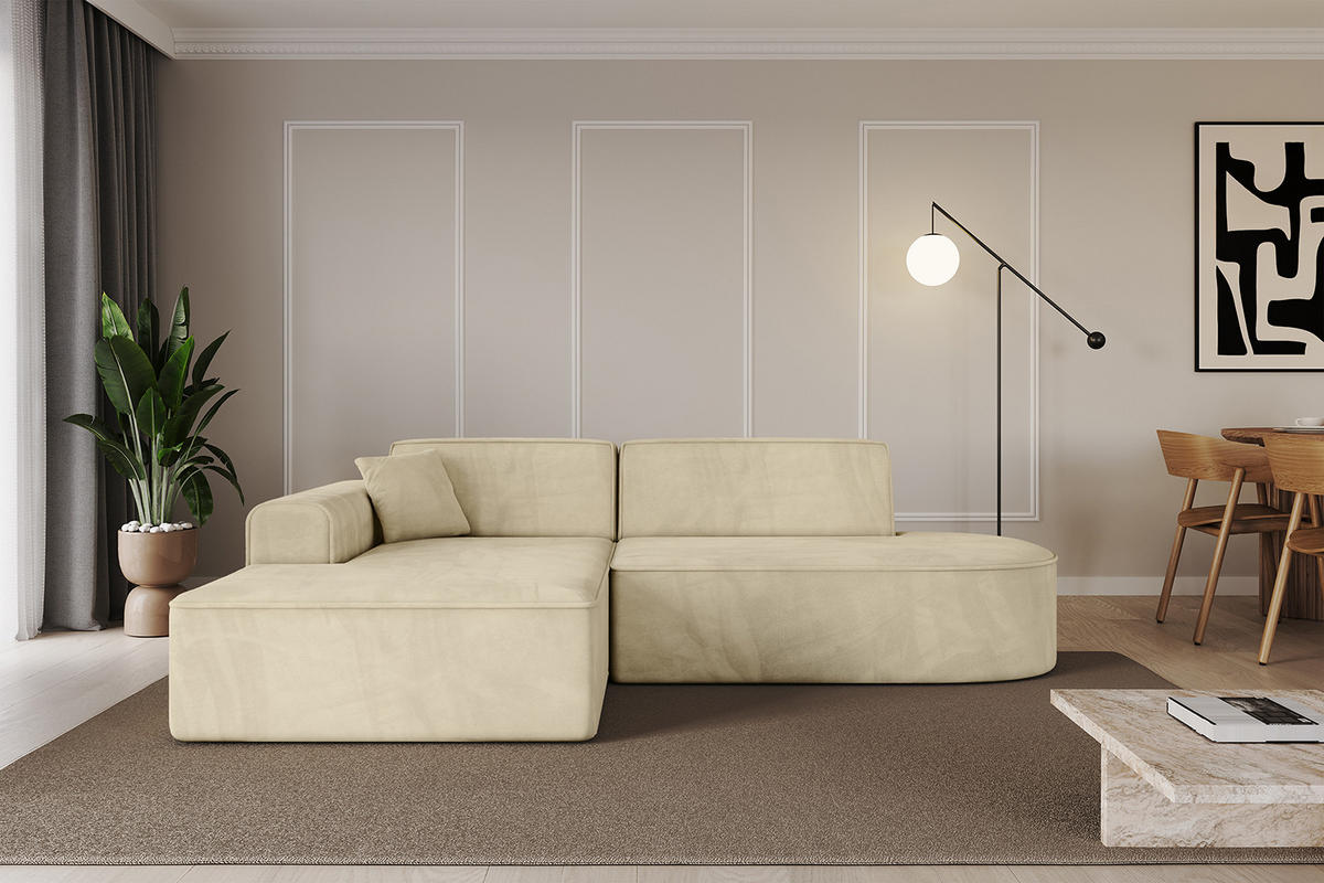 ECKSOFA Ottomane Links IREA-L1-v3 - 232x165x77 cm Beige - Taupe, Holzwerkstoff/Textil (232/165cm) - ALTDECOR