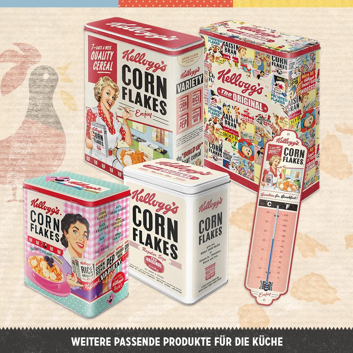 WANDUHR 31 cm Kellogg's Swing to Crispness - Multicolor, Metall (31/31/5cm) - Nostalgic-Art