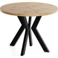 ESSTISCH Savio rund ausziehbar verlängerbar XXL, Eiche Artisan Hellbraun 100-300/100/77 cm - Schwarz/Eiche Artisan, Holz/Holzwerkstoff (100/100/77cm) - WFL GROUP