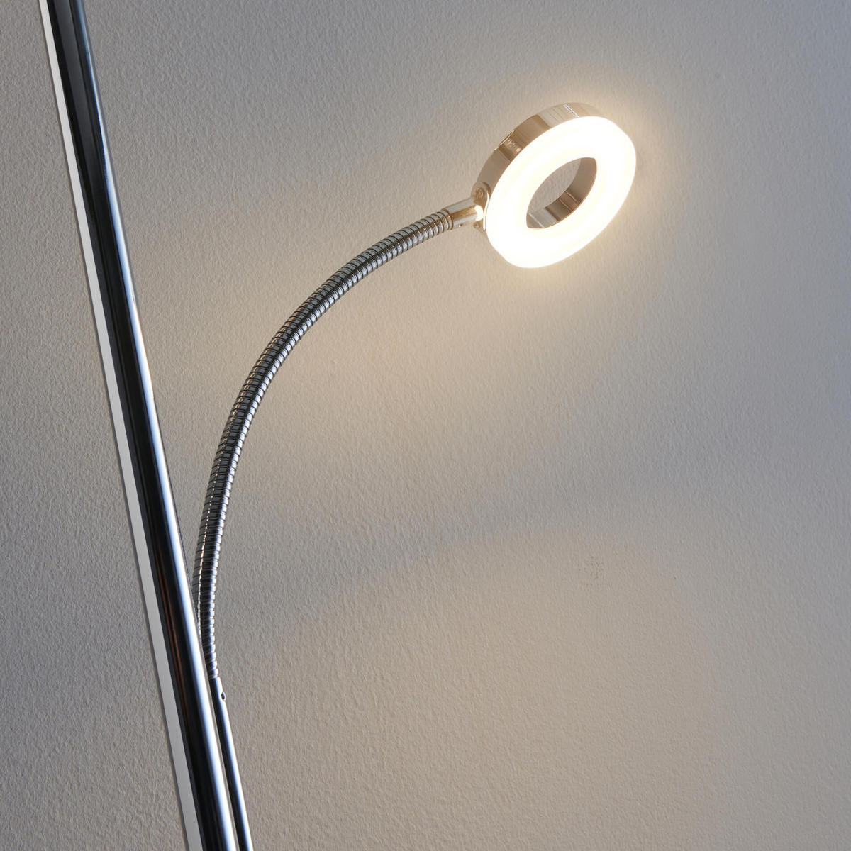 STEHLEUCHTE Pancho, Silber/Chrom, 430cm, Dimmbar - Chromfarben, Metall (430/430/180cm) - KOSILUM