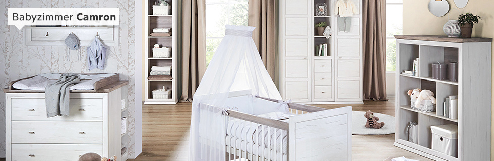 Babyzimmer Camron Buche massiv grau weiß