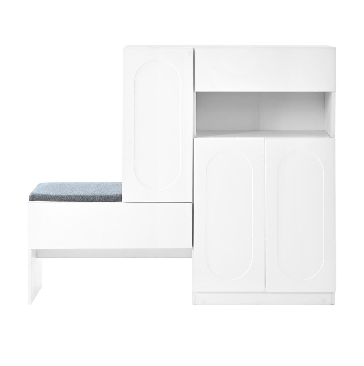 SCHUHSCHRANK mit Sitzbank 130 x 35 x 110 cm Weiß 2-in-1 - Weiß, Holzwerkstoff (35/110/130cm) - Beauniv
