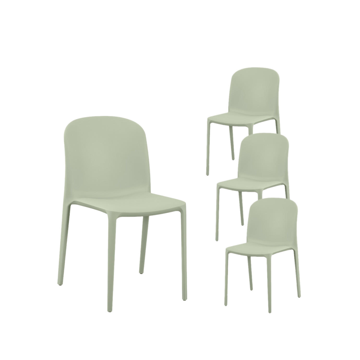 GARTENSTUHL Ethan Grün 50 cm x 79 cm 4er-Set - Grün, Kunststoff (50/79/56cm) - Klast Home